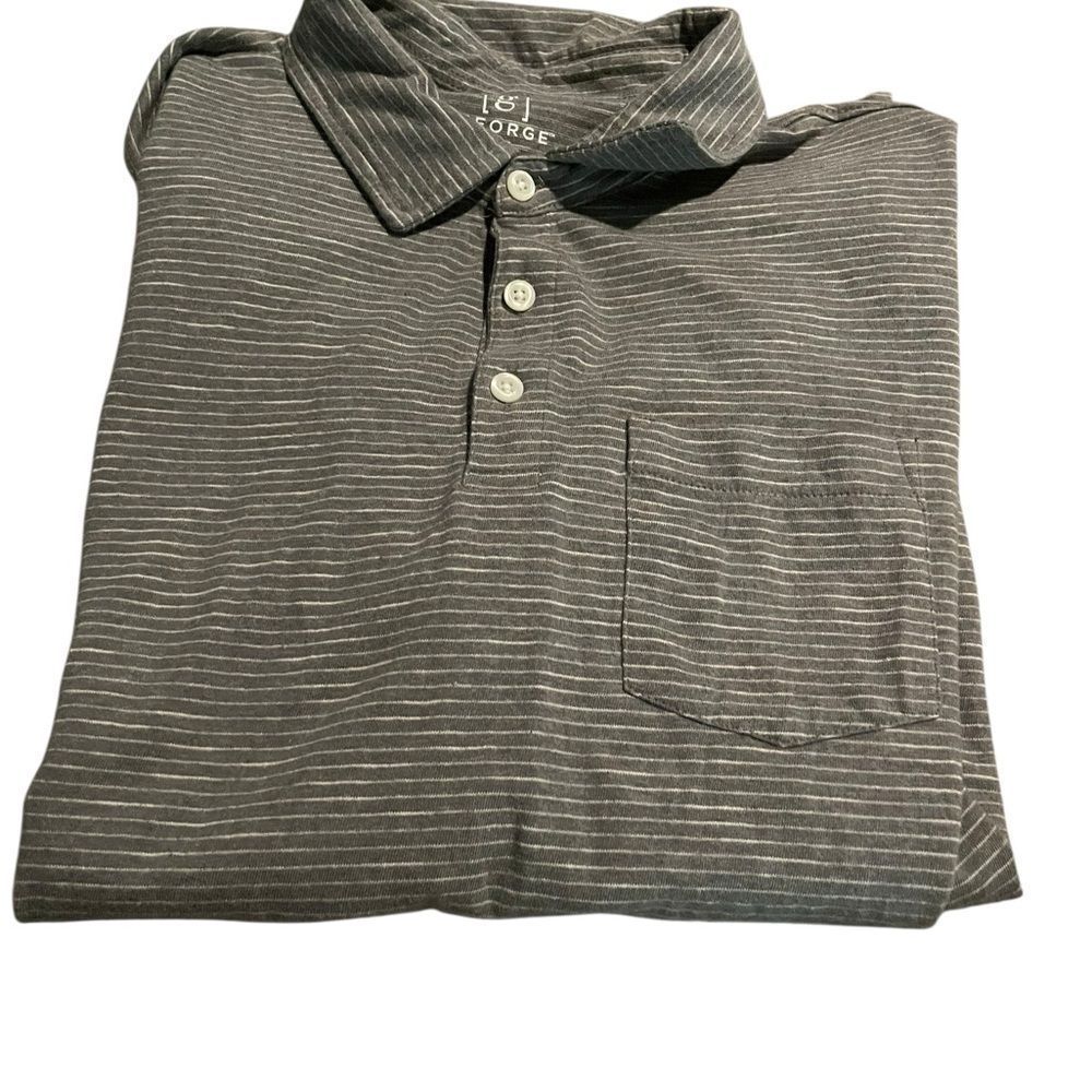 George Men's Charcoal Striped Polo Shirt size medium excellent